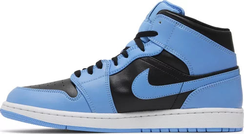 Nike Mens Air Jordan 1 Mid Sneakers - 'University Blue Black'