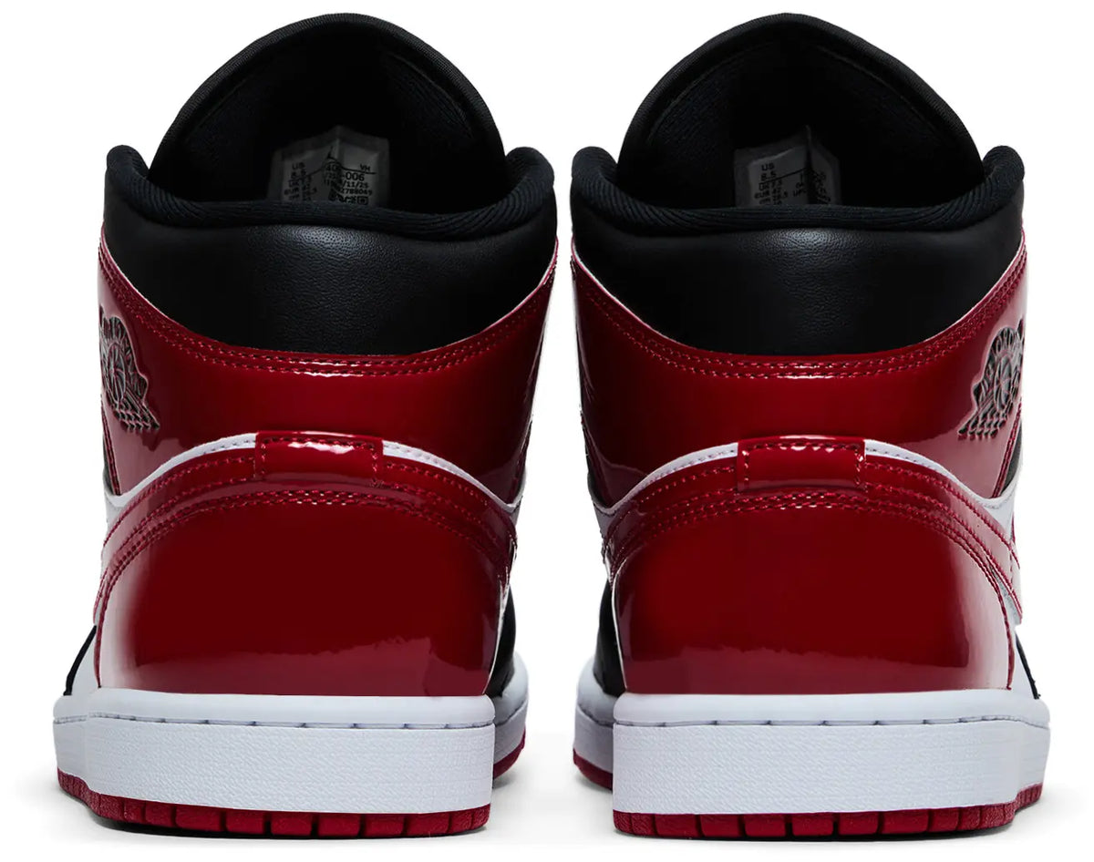 Nike Mens Air Jordan 1 Mid 'Patent Bred Toe'