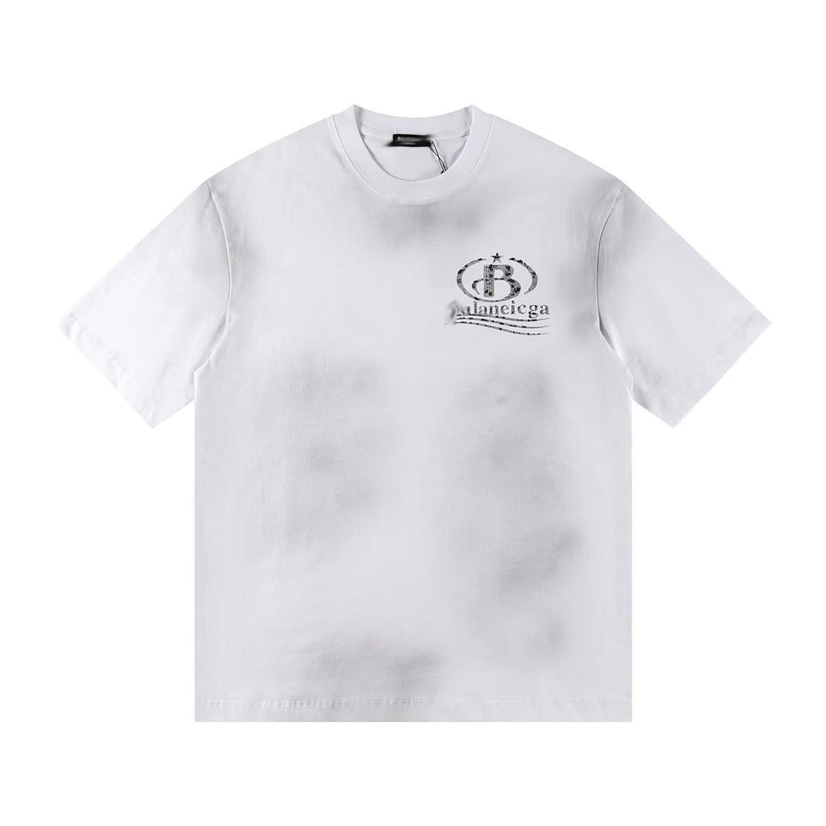 Balenciaga Metallic B Crest Washed T-Shirt in Black & White