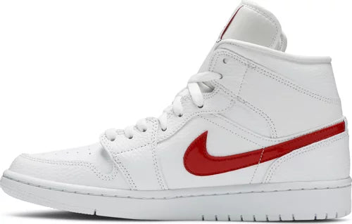 Nike Womens Air Jordan 1 Mid Sneakers - 'White University Red'
