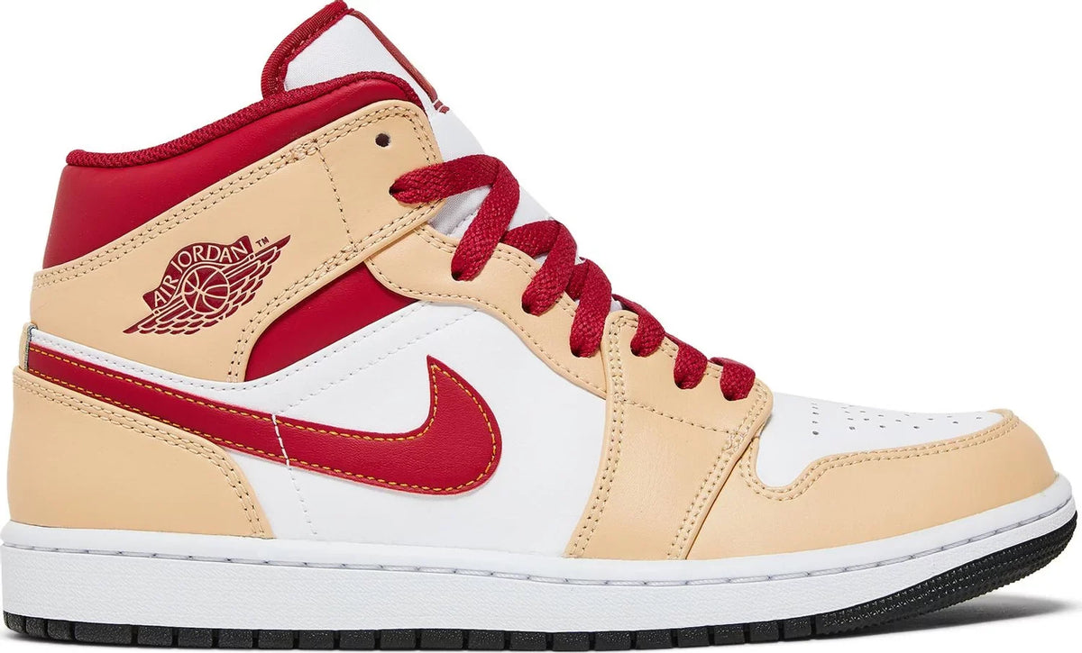 Nike Mens Air Jordan 1 Mid Sneakers - 'Light Curry Cardinal Red'