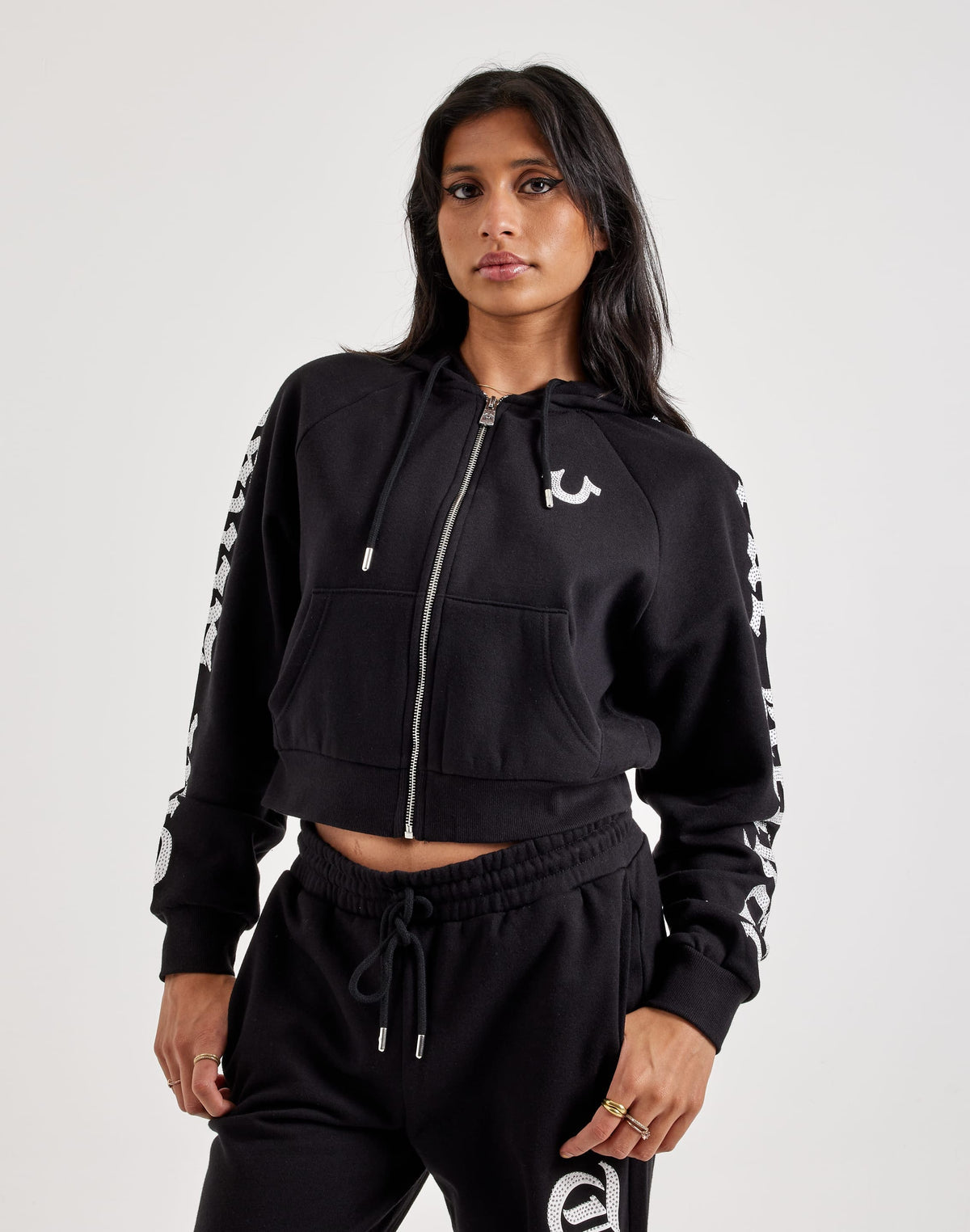True Religion Crystal Full-Zip Fleece Hoodie