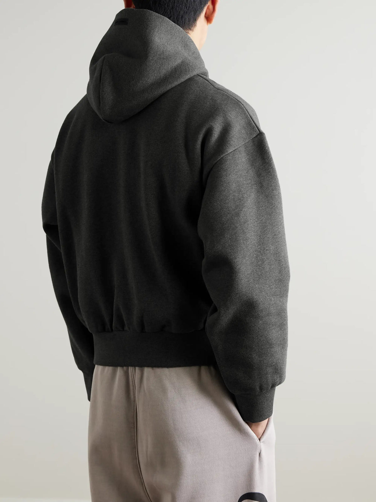 FEAR OF GOD ESSENTIALS Logo-Embossed Cotton-Blend Jersey Hoodie - Dark Gray