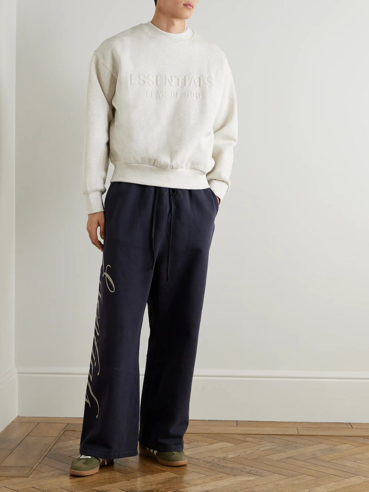 FEAR OF GOD ESSENTIALS Logo-Embossed Cotton-Blend Jersey Sweatshirt - Gray