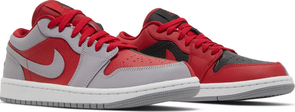 Nike Womens Air Jordan 1 Low SE Sneakers - 'Split - Gym Red Cement Grey'