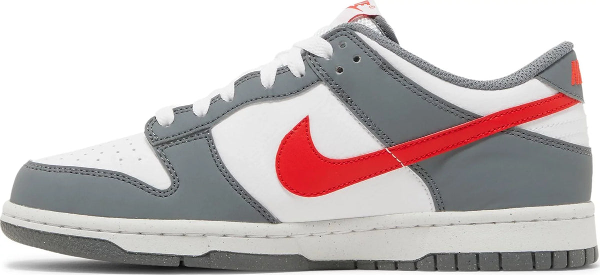 Nike Grade School Womens Dunk Low Next Nature Sneakers - 'Smoke Grey Light Crimson'