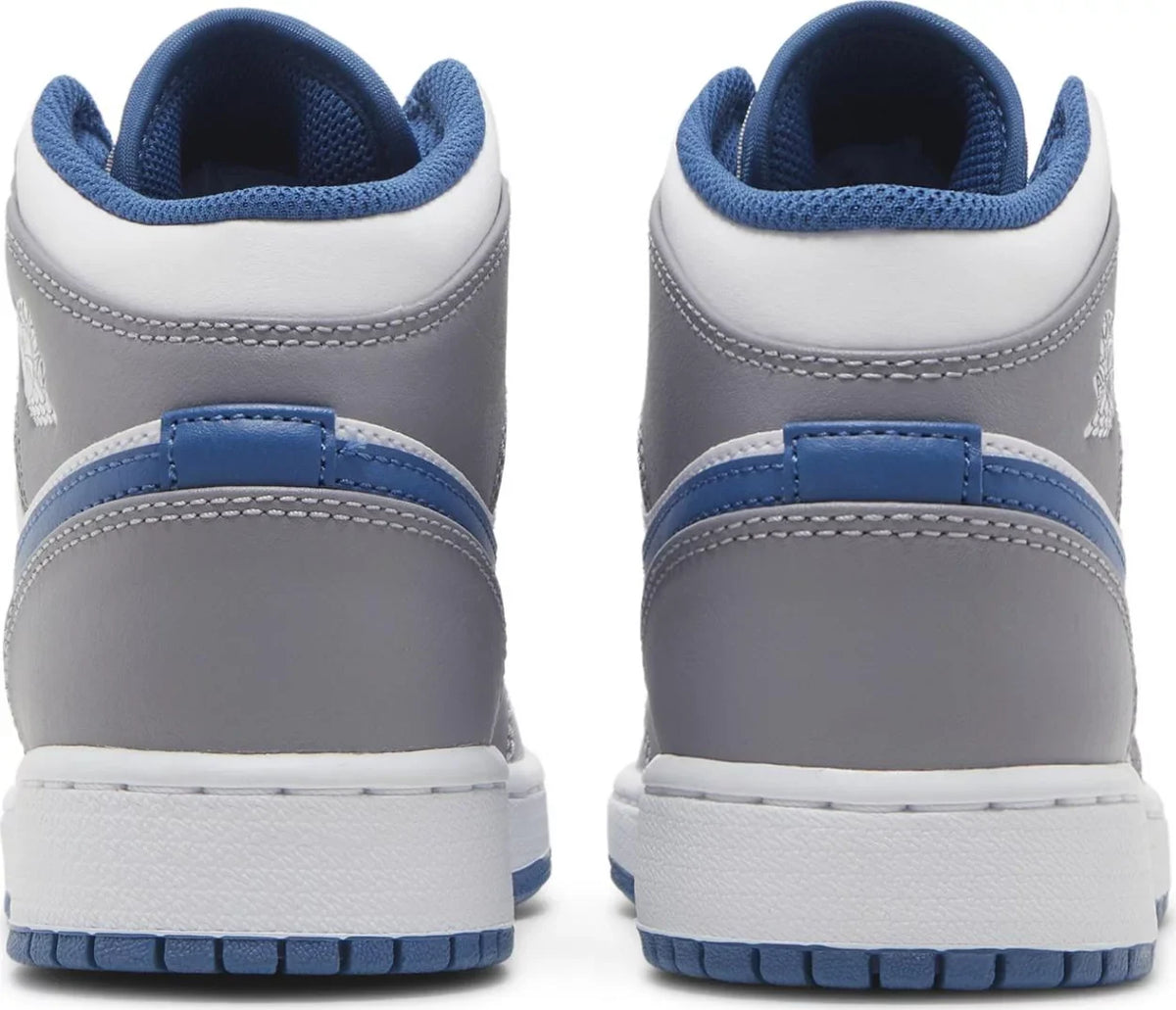 Nike Grade School Womens Air Jordan 1 Mid Sneakers - 'Cement True Blue'