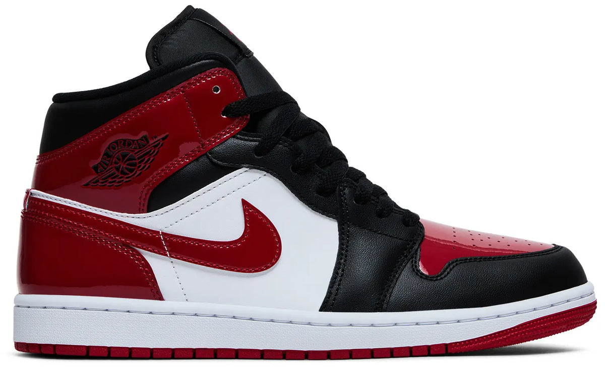 Nike Mens Air Jordan 1 Mid 'Patent Bred Toe'