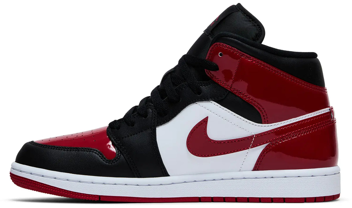 Nike Mens Air Jordan 1 Mid 'Patent Bred Toe'