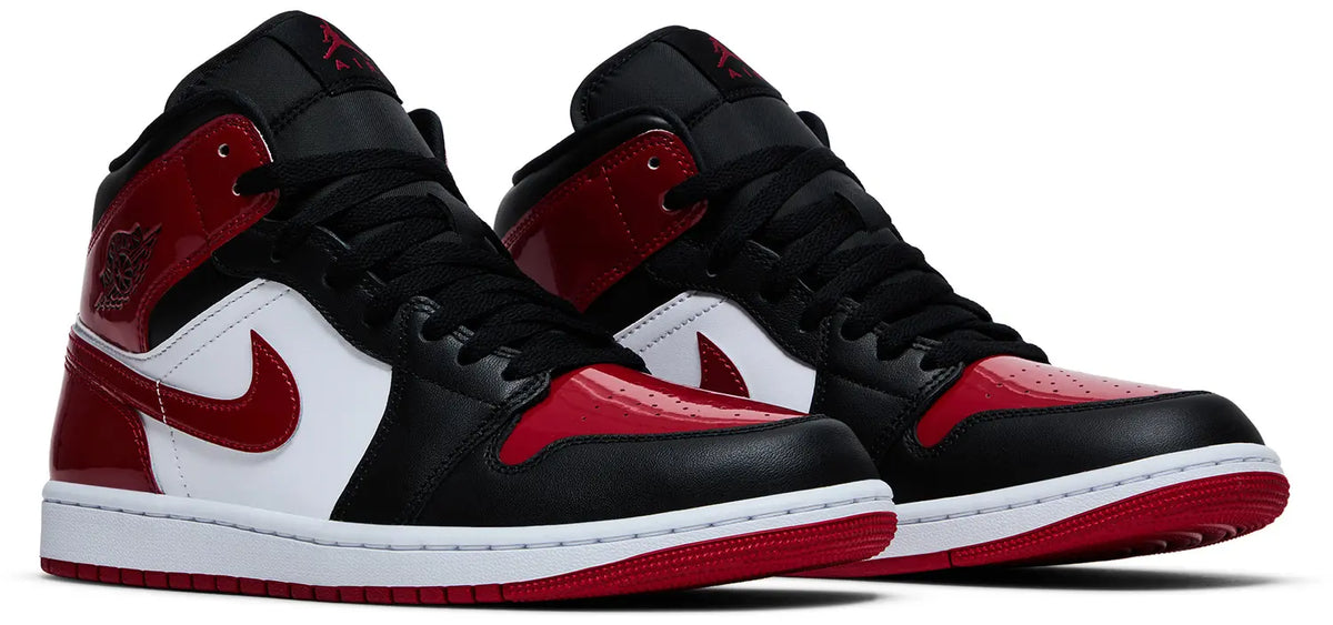 Nike Mens Air Jordan 1 Mid 'Patent Bred Toe'