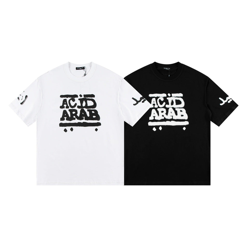 Balenciaga Acid Arab Brush Lettering T-Shirt in Black & White