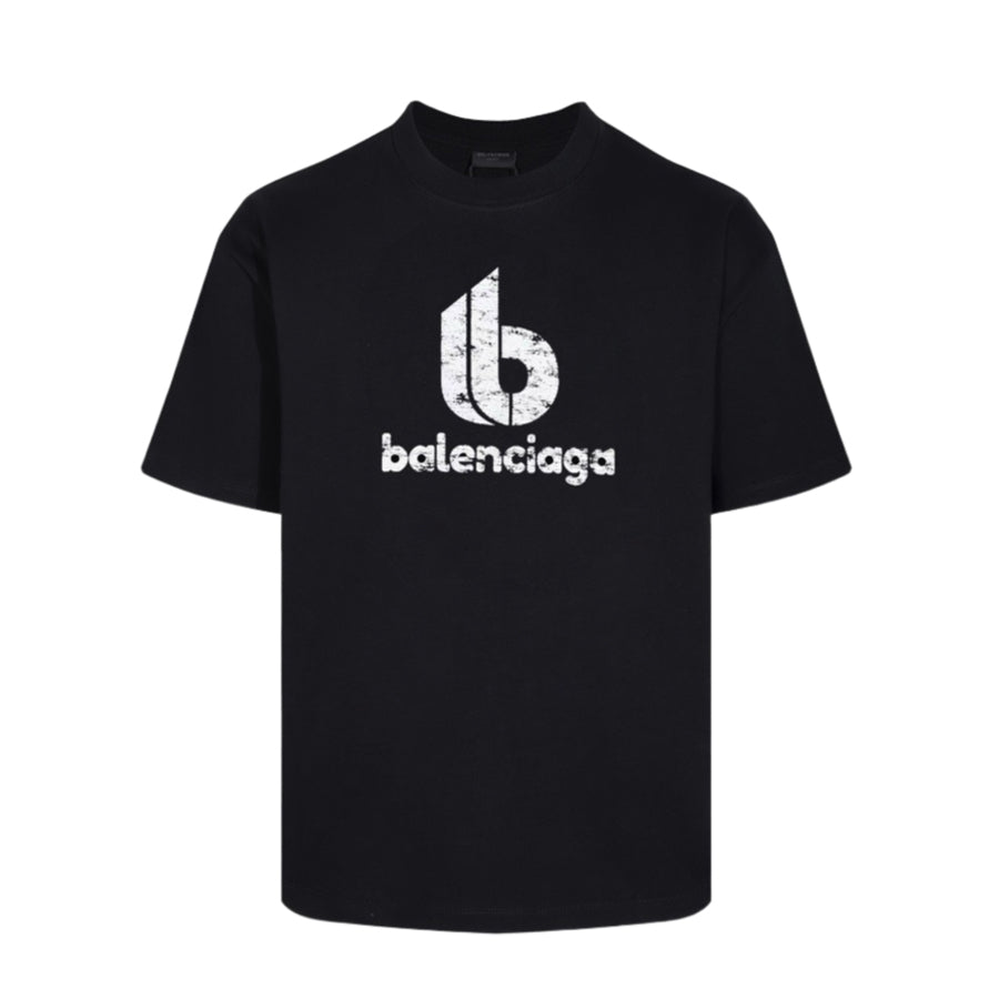 Balenciaga Distressed Lowercase Logo T-Shirt in Black & White