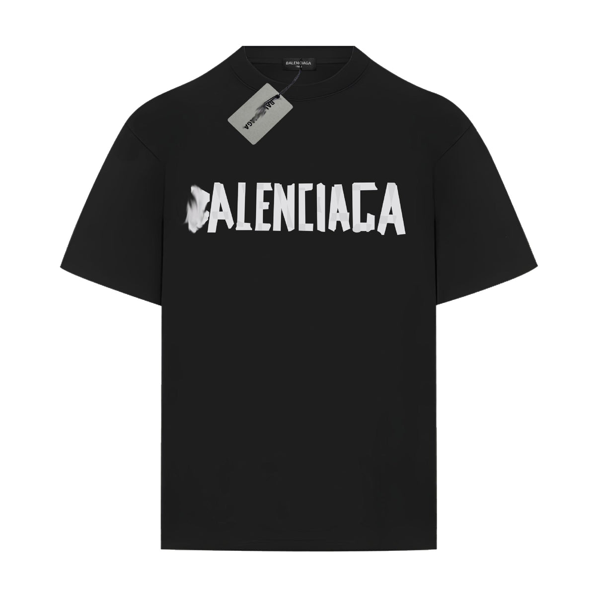 Balenciaga Brushstroke Logo T-Shirt in Black & White
