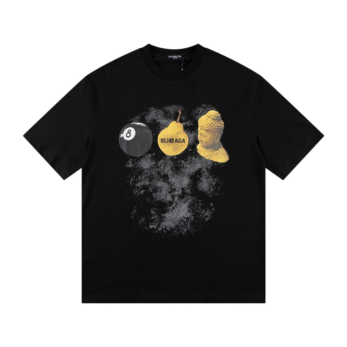 Balenciaga 8-Ball & Pear Collage T-Shirt in Black & White