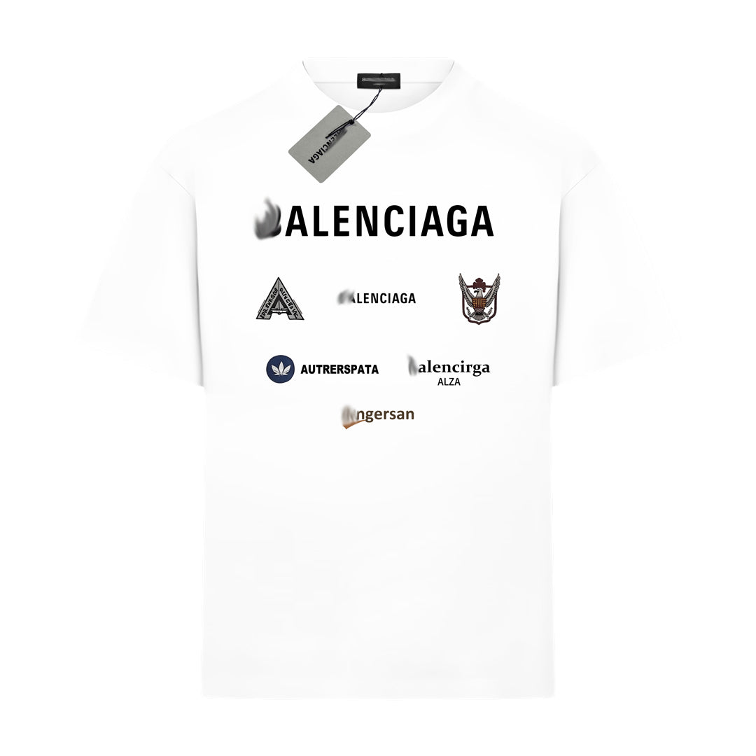 Balenciaga Multi-Logo Grid T-Shirt in Black