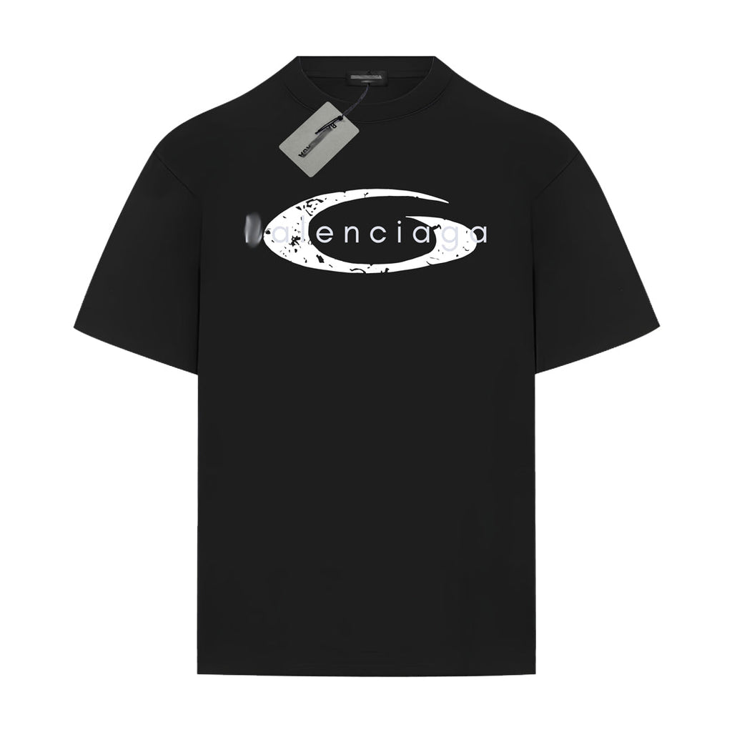 Balenciaga Distressed G Emblem T-Shirt in Black & White