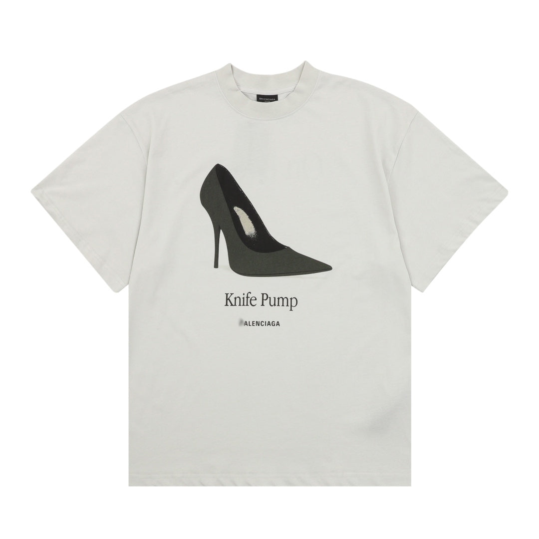 Balenciaga Knife Pump Graphic T-Shirt in Light Gray