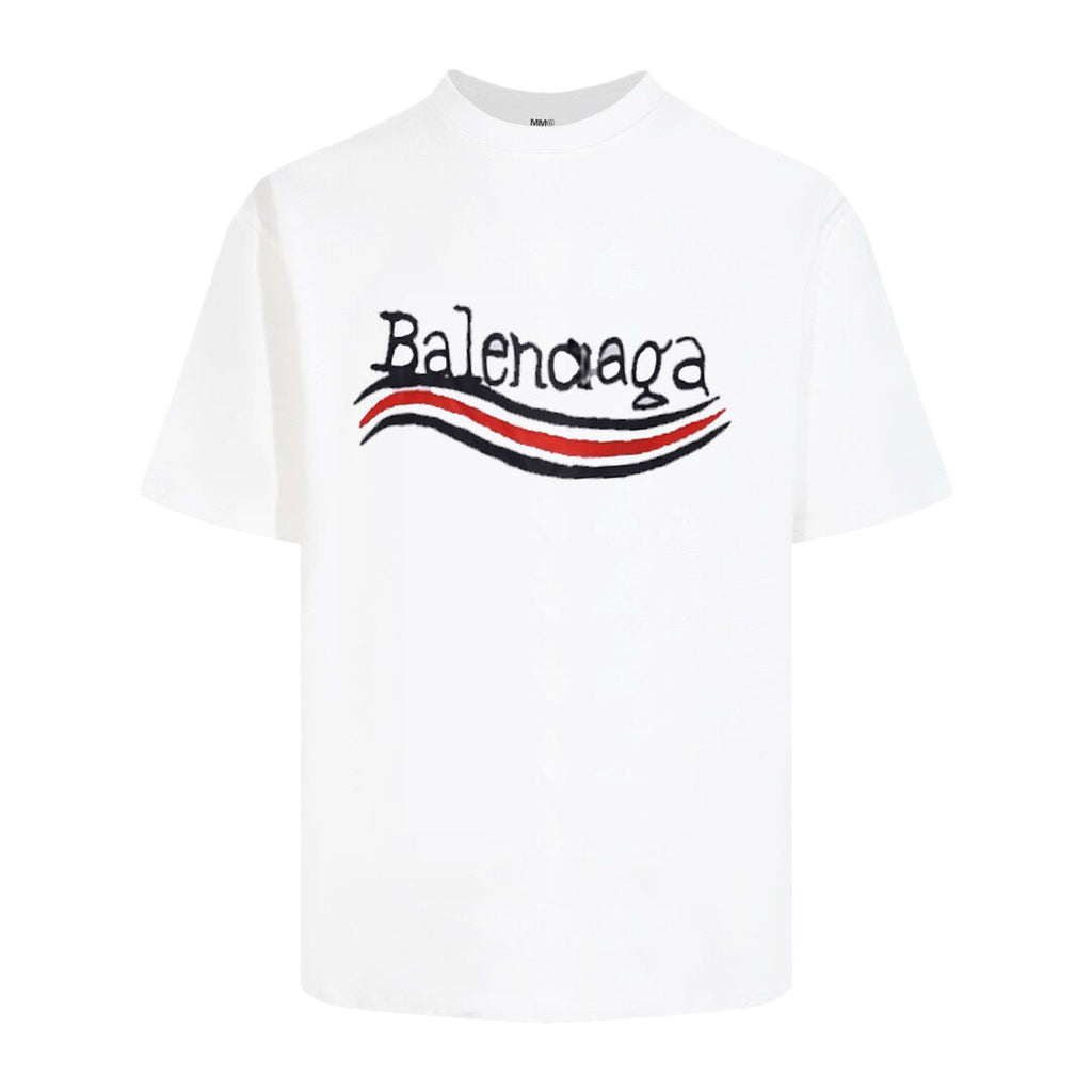Balenciaga Handwritten Wave Logo T-Shirt in Black & White