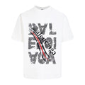 Balenciaga Stacked Distressed Logo T-Shirt in Black & White