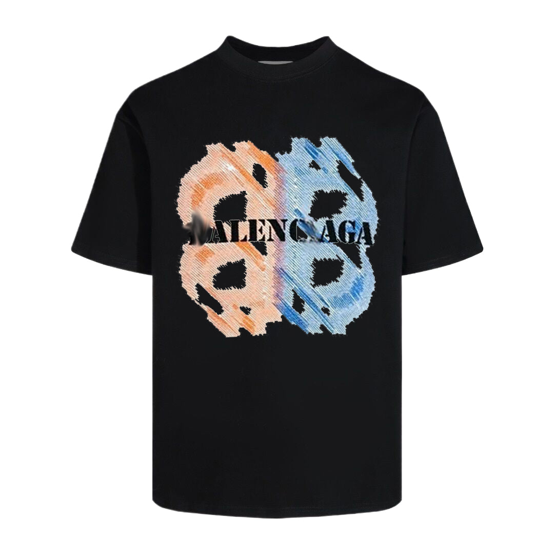 Balenciaga Two-Tone Crayon BB Monogram T-Shirt in Black & White