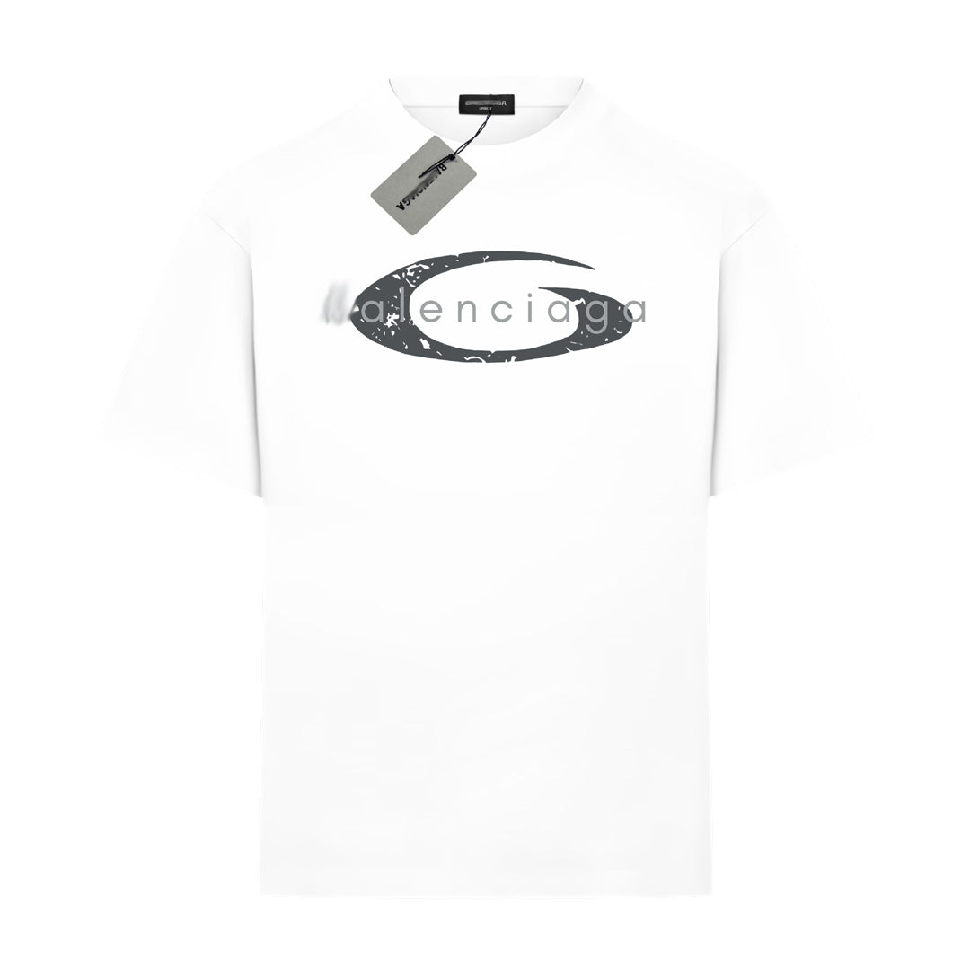 Balenciaga Distressed G Emblem T-Shirt in Black & White