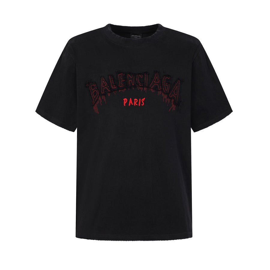 Balenciaga Paris Arched Logo T-Shirt in Black & Red