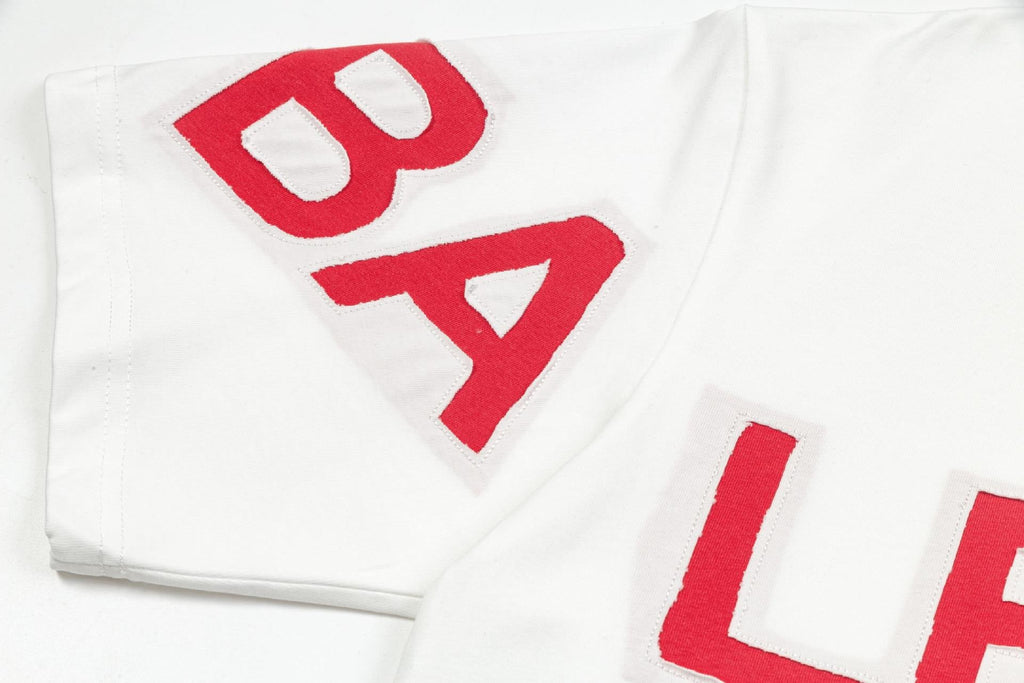 Balenciaga Wrap-Around Logo T-Shirt in White & Red