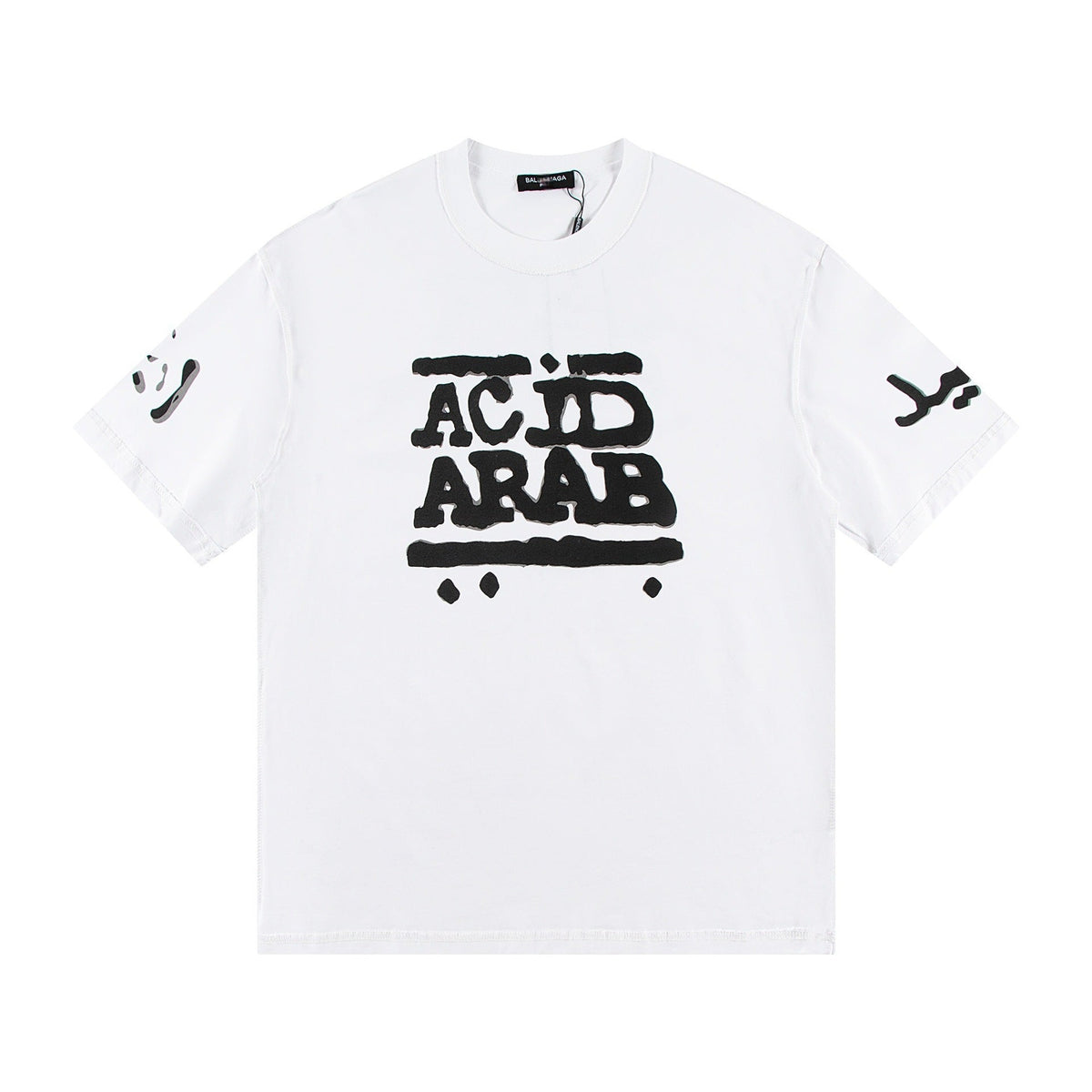 Balenciaga Acid Arab Brush Lettering T-Shirt in Black & White