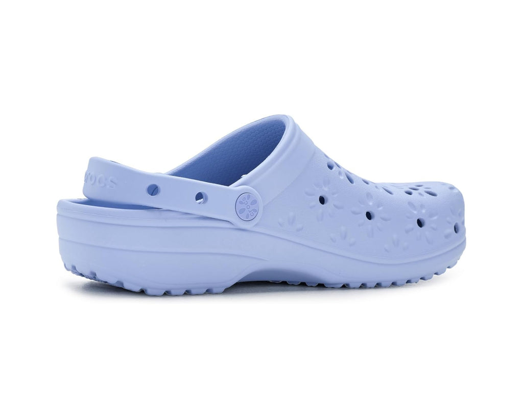 Unisex Crocs Classic Clogs with Floral Cut Out Design Blue Haze