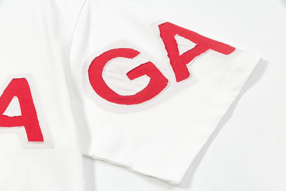 Balenciaga Wrap-Around Logo T-Shirt in White & Red