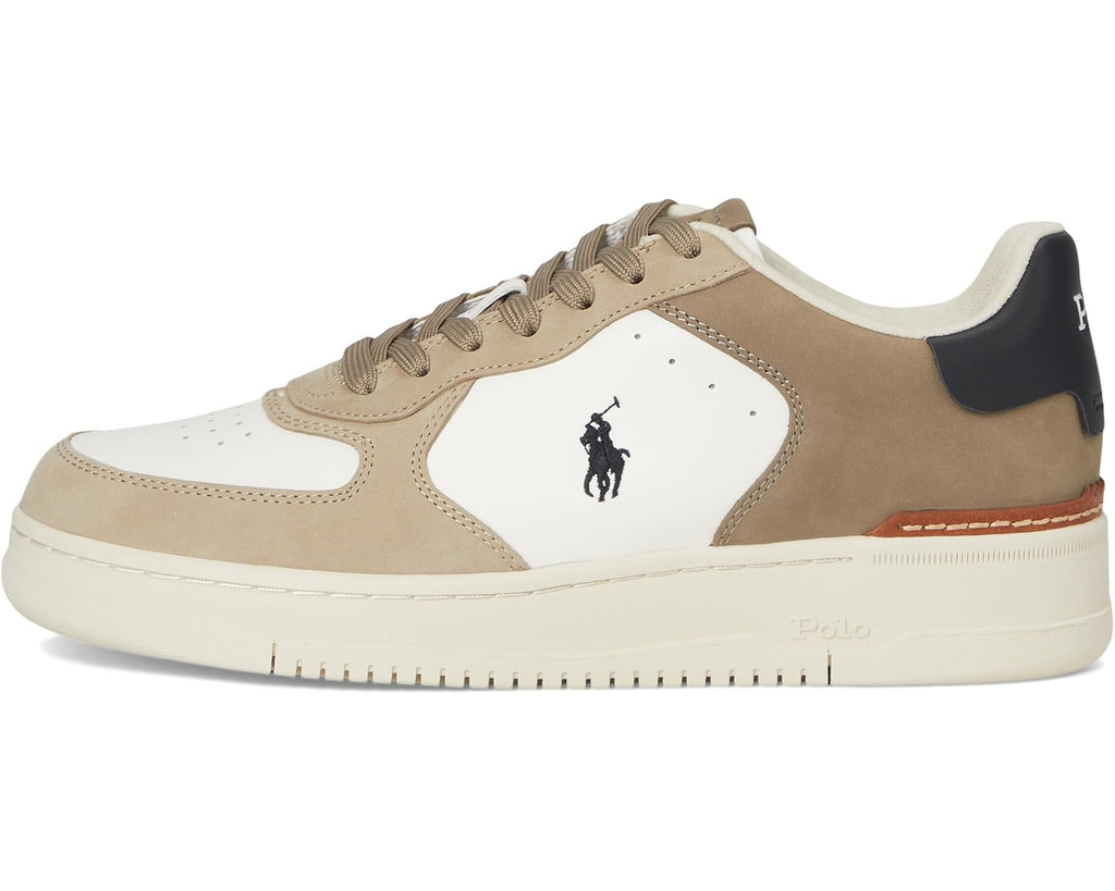 Men's Polo Ralph Lauren Masters Court Nubuck & Leather Sneakers Deckwash White/Tonal Milkshake
