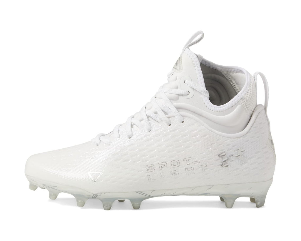 Men's Under Armour Spotlight Lux MC 2.0 Football Cleats White/White/Metallic Silver