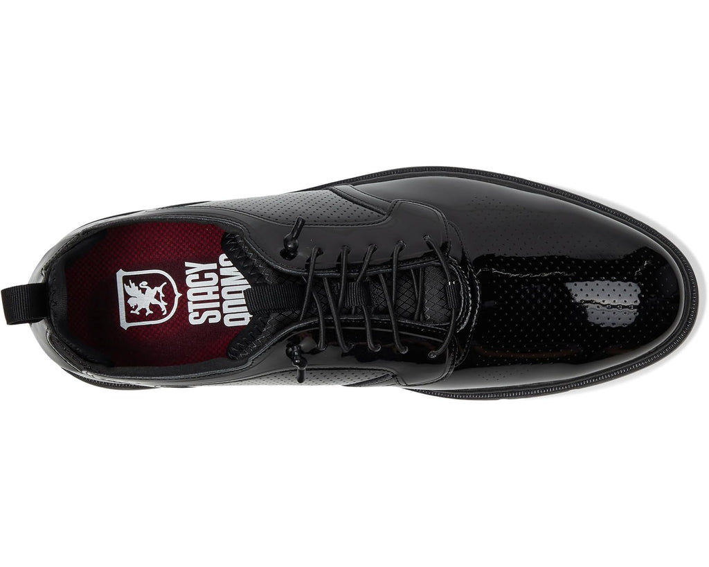 Men's Stacy Adams Spyre Plain Toe Elastic Lace Black Patent