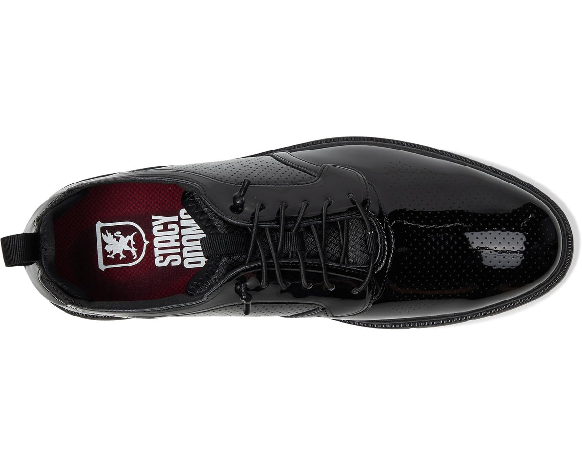 Men's Stacy Adams Spyre Plain Toe Elastic Lace Black Patent