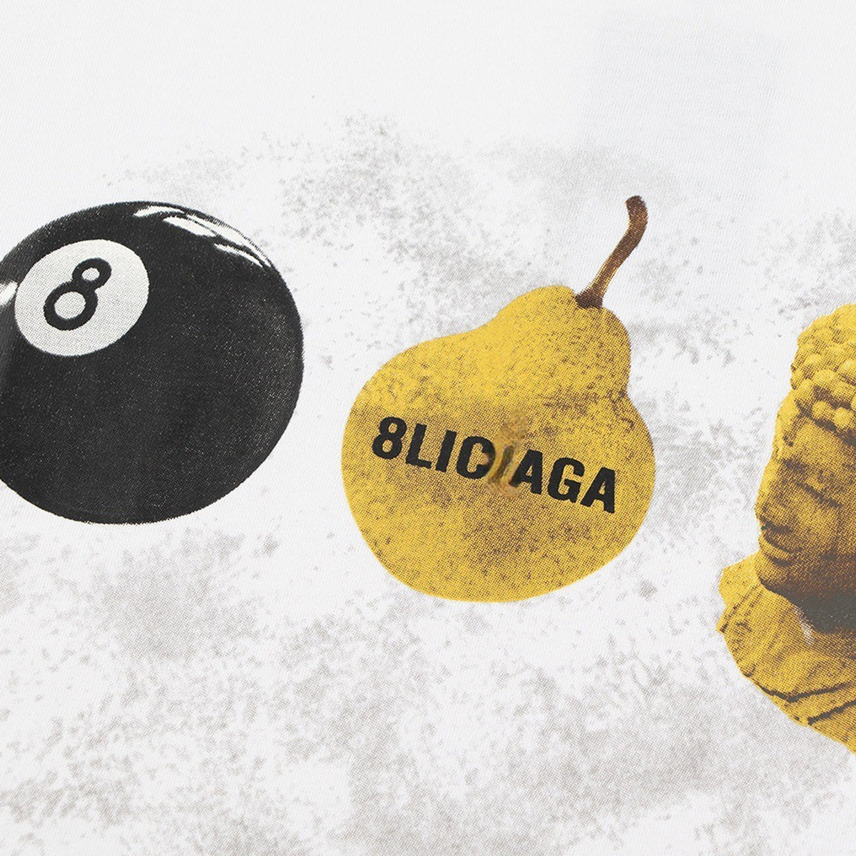 Balenciaga 8-Ball & Pear Collage T-Shirt in Black & White