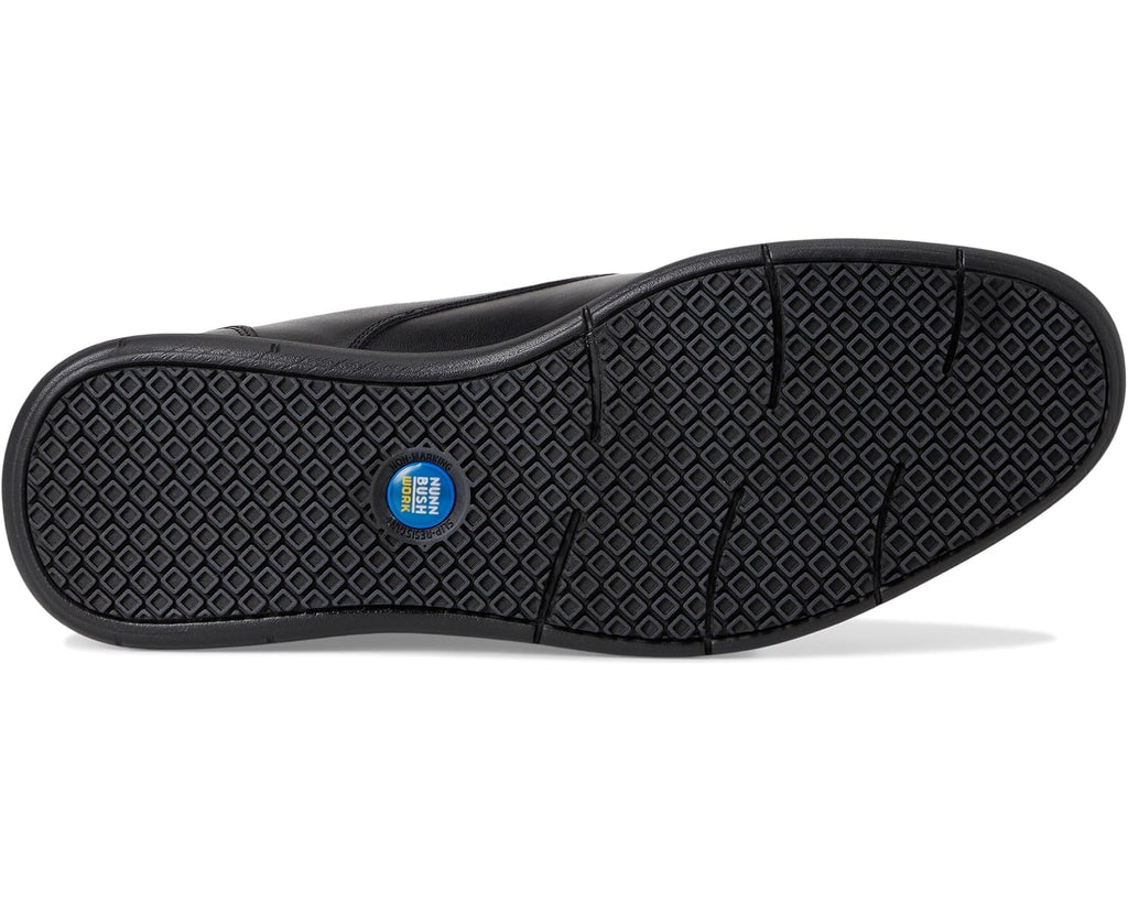 Men's Nunn Bush Chase Slip Resistant Work Slip-On for Restaurant Food Service & Hospitality Black