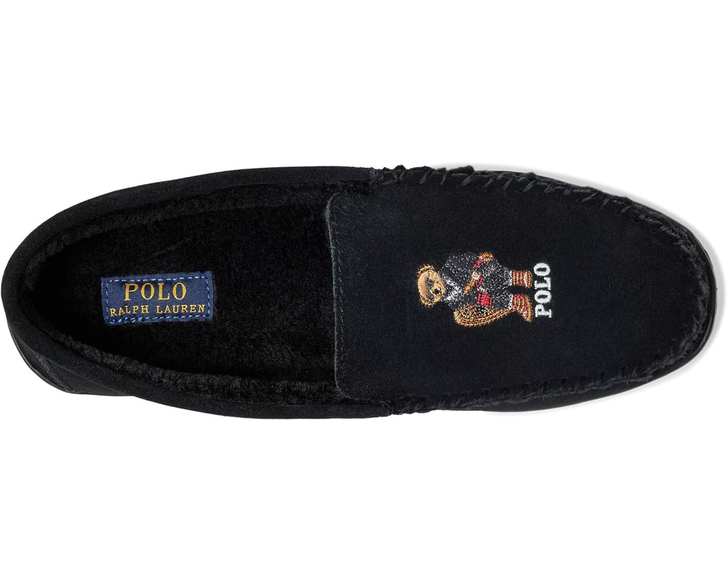 Men's Polo Ralph Lauren Brenan Bear Moc Slipper Suede/Holidybear Black