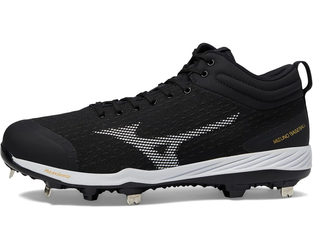 Men's Mizuno Dominant 4 Mid Baseball Cleats Black/White