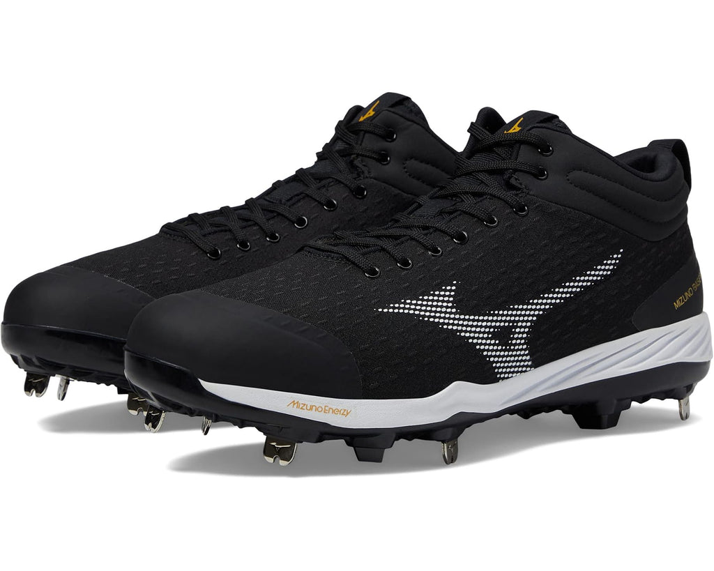 Men's Mizuno Dominant 4 Mid Baseball Cleats Black/White