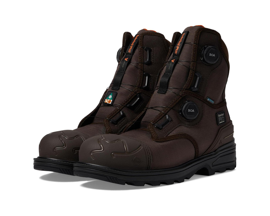 Men's Timberland PRO Magnitude BOA 8 Inch Composite Safety Toe Waterproof Puncture Resistant Brown