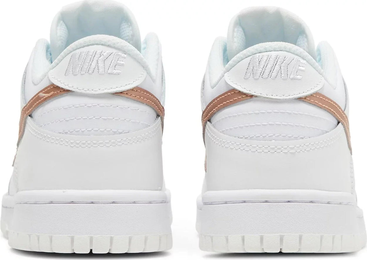 Nike Grade School Womens Dunk Low Sneakers - 'White Metallic Red Bronze'