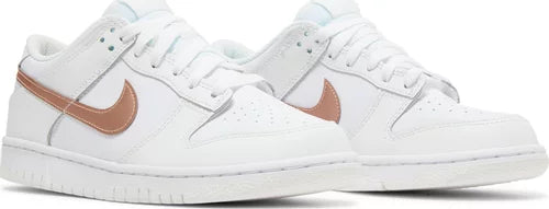 Nike Grade School Womens Dunk Low Sneakers - 'White Metallic Red Bronze'