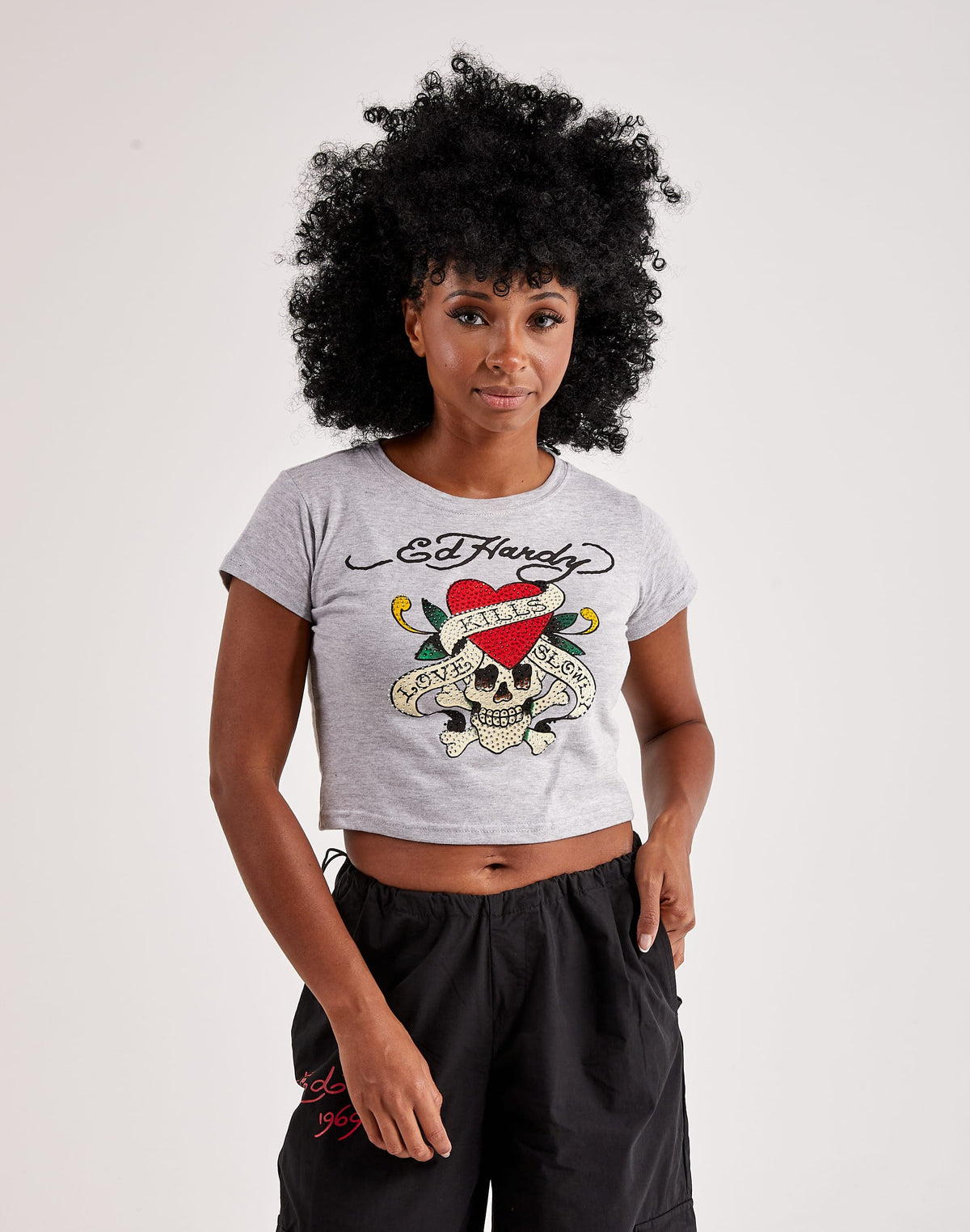 Ed Hardy Rhinestone Skull Baby Tee