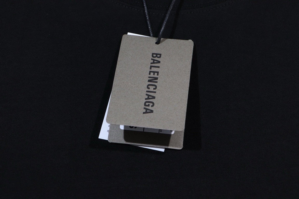 Balenciaga Distressed Lowercase Logo T-Shirt in Black & White