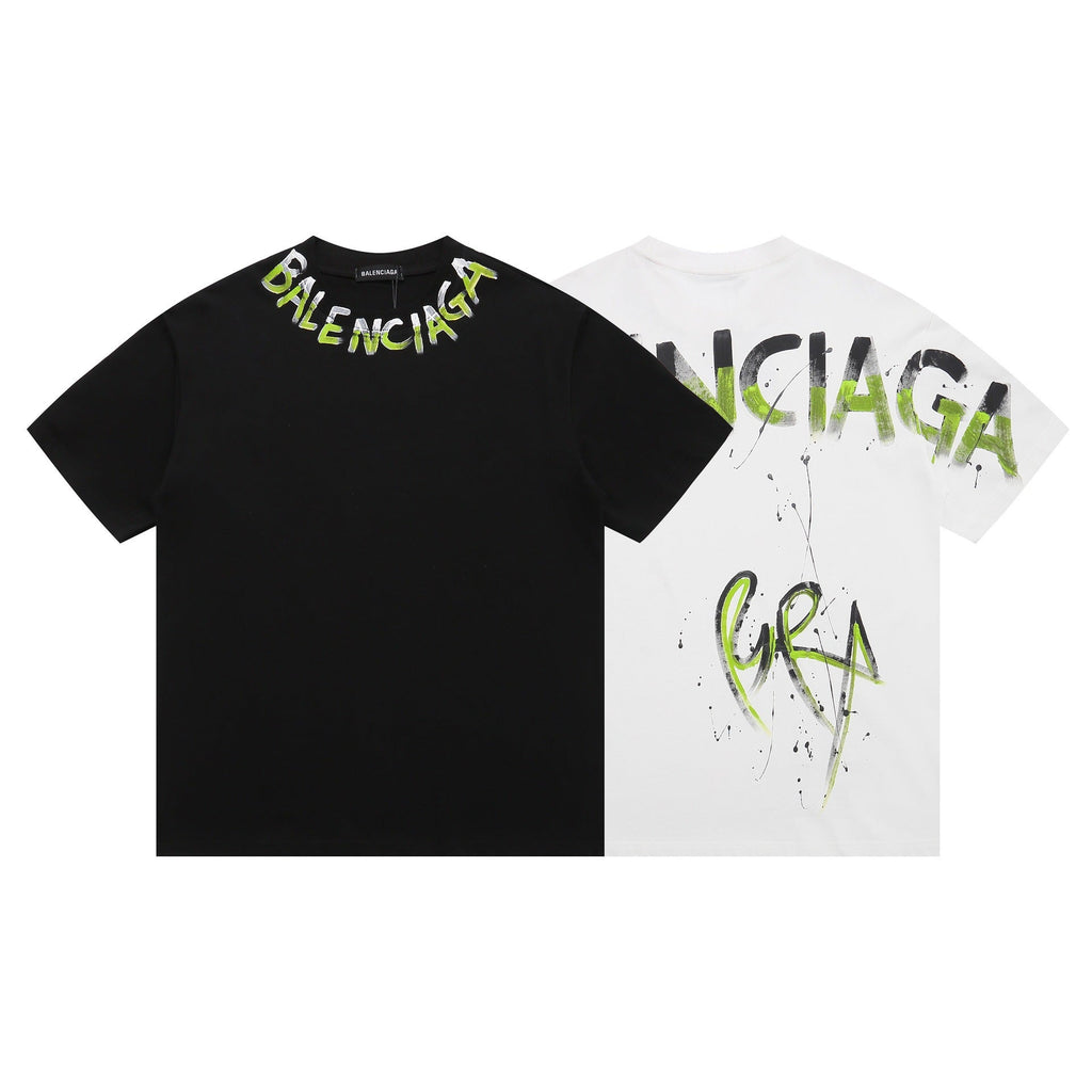 Balenciaga Spray Paint Logo T-Shirt in Black & White