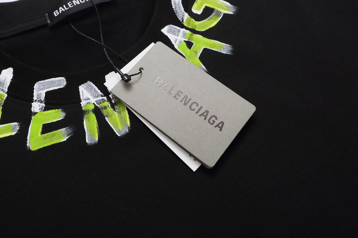 Balenciaga Spray Paint Logo T-Shirt in Black & White