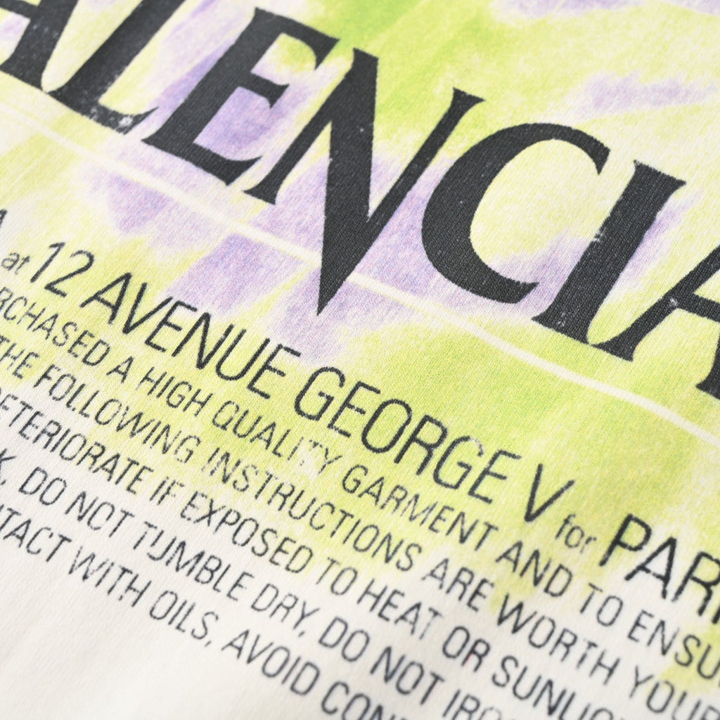 Balenciaga Watercolor Garden Print Mock Neck T-Shirt in White