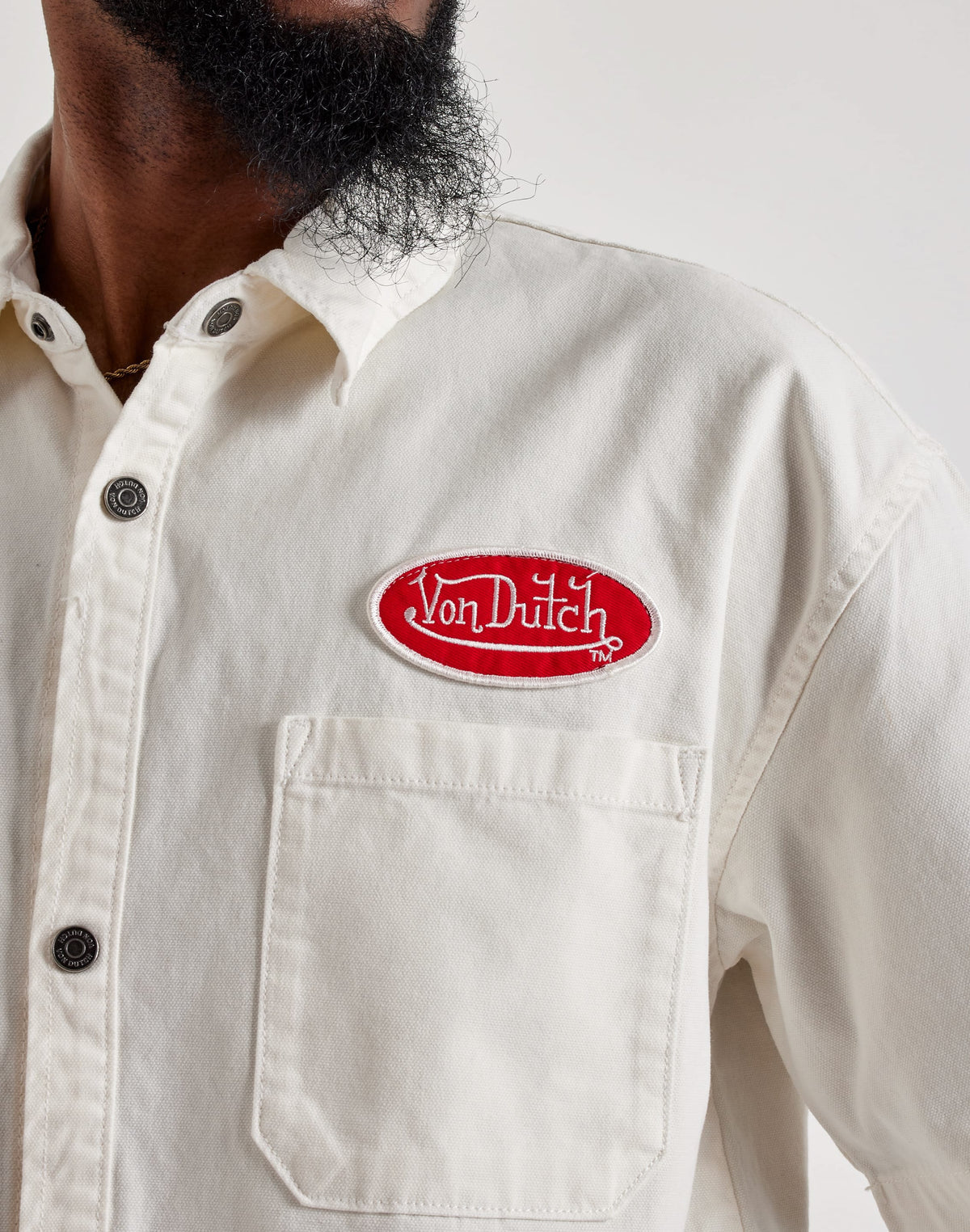 Von Dutch Canvas Flying Eyeball Short-Sleeve Button Shirt