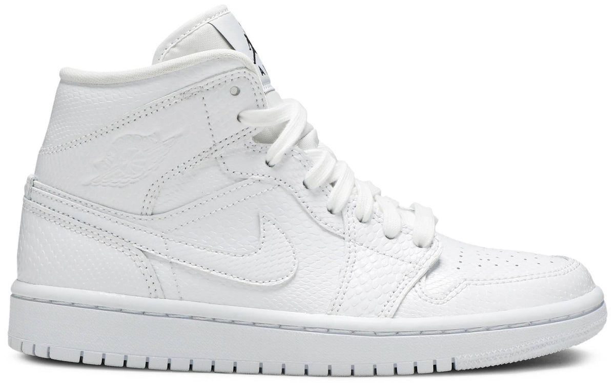 Nike Womens Air Jordan 1 Mid Sneakers - 'White Snakeskin'